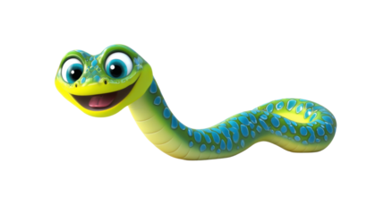 green snake cartoon  on white background