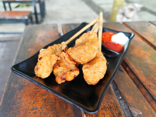Sempolan or sempol is a type of fried food made from tapioca flour. Sempol traditional Indonesian food.