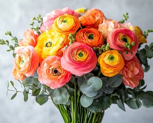 Vibrant flower bouquet, spring arrangement, studio shot, background, decor