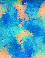 青とベージュの海と大地をイメージした抽象アート