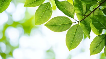 Vibrant Green Leaves Sunlight Bokeh Background