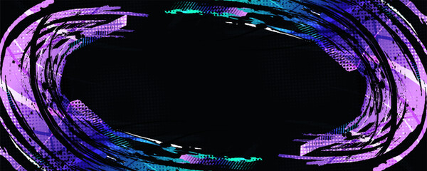 Abstract Sport Background with Colorful Gradient Brush Strokes and Halftone Effect in Grunge Style. For Cover or Poster Design