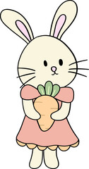 Coquette Happy Easter Bunny Rabbit Cartoon Flat design