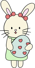 Coquette Happy Easter Bunny Rabbit Cartoon Flat design