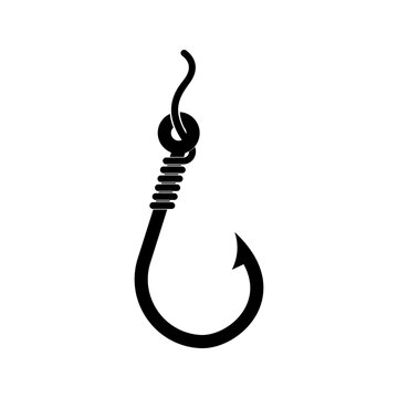 recommend clip art: Fishing hook icon, silhouette, logo on white background