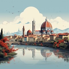Obraz premium Florence Italy in Clean and Minimalist Art Design