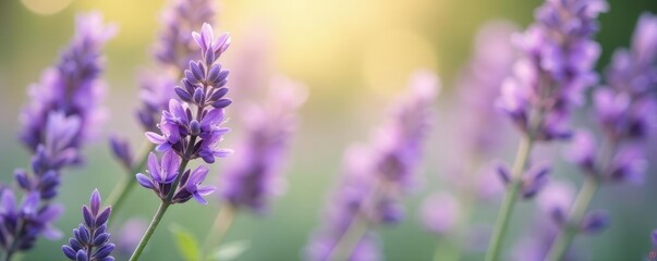 Naklejka premium Soft lavender background with bokeh flowers and delicate leaves, bokeh,, nature