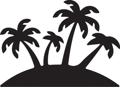 recommend clip art: palm tree silhouette vector icon, Minimalist Silhouette of Tropical Island with Palm Tree