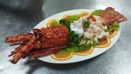 Delicious King Lobster Salad with Nutty Peanut Dressing, Perfect for Fine Dining