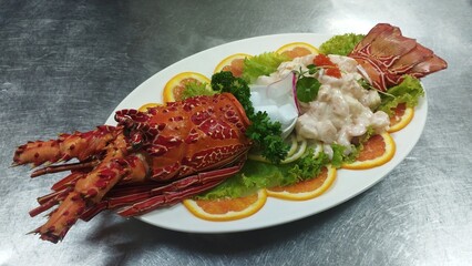 Delicious King Lobster Salad with Nutty Peanut Dressing, Perfect for Fine Dining