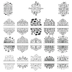 Calligraphic Design Elements and Frames Set Vintage Vector Collection. Floral Border, Floral Frame Bundle. Flower Split Monogram, Flower vector