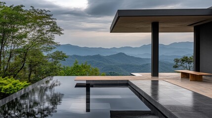 Modern Architectural Design with Mountain View and Infinity Pool