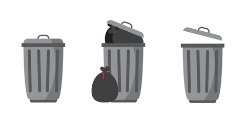 Trash can garbage dustbin. Vector stock illustration.