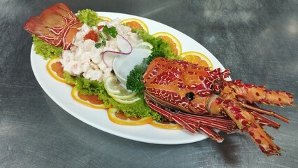 Delicious King Lobster Salad with Nutty Peanut Dressing, Perfect for Fine Dining