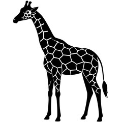 Naklejka premium Stylized Giraffe Silhouette Vector Icon Wildlife & Safari Theme.