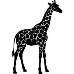 Black Giraffe Silhouette Vector Icon Crisp & Detailed.