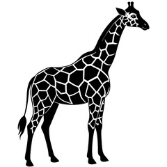 Naklejka premium Black Giraffe Silhouette Vector Icon Crisp & Detailed.
