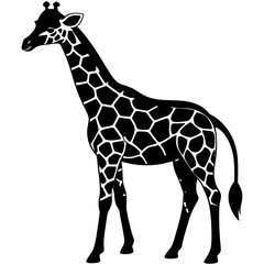 Naklejka premium Black Giraffe Silhouette Vector Icon Crisp & Detailed.
