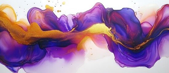 Abstract Ink Flow, Purple, Gold