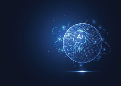 Abstract artificial intelligence global network connection. Digital technology lline composition concept of global business. Vector Illustration