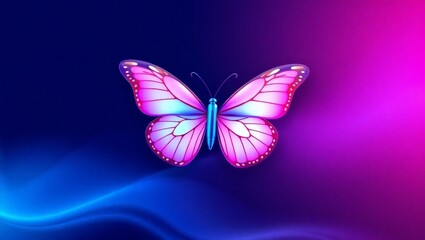 3d rendering isolated purple, blue and pink butterfly on dark  background, generative ai