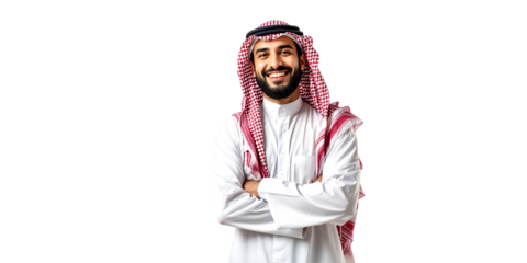 arabin muslim man with beard and traditional outfit, vector.
