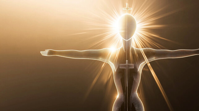 A minimalist First Communion background with a simple, elegant crucifix and a soft, radiant glow. Pale gold, white, and beige gradients create a serene, peaceful atmosphere, ideal for invitations.