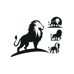 majestic lion silhouette vector clip art logo design