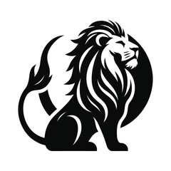 majestic lion silhouette vector clip art logo design