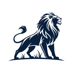 majestic lion silhouette vector clip art logo design