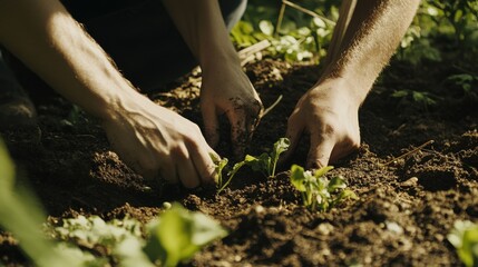 Senior living couple gardening in their backyard. Featuring growth and teamwork