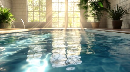 refraction affects the apparent depth of a pool. Design a scene showing how light bending causes objects below the water surface