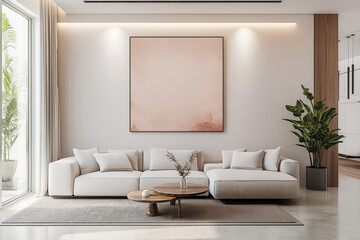 Modern living room with sofa and contemporary design