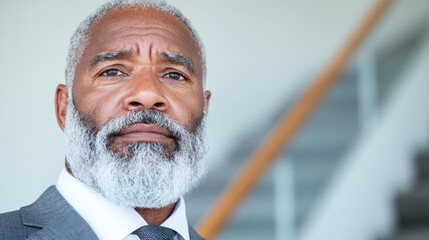Serious Businessman Portrait, Office Background