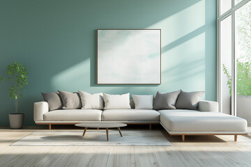 Modern living room with sofa and contemporary design