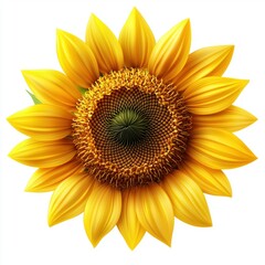Sunflower with yellow petals isolated on white background