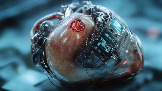 high-tech artificial heart with real-time health monitoring.