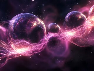 Cosmic spheres in a nebula; space art