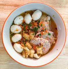 Noodles, Tom Yum Noodles, Dry Noodles, Pork Noodles, Chicken Noodles, Meatball Noodles, Meatballs, Thin Noodles, Wide Noodles, Noodles, Rice Vermicelli, Food, Thai Food, Delicious Food, Photographs, R