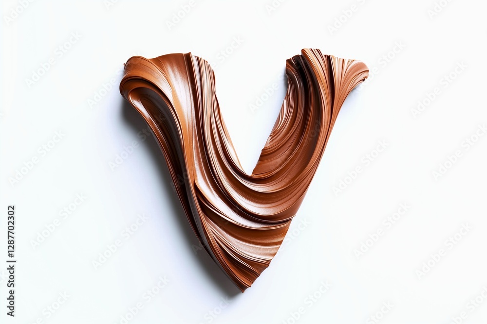 Fototapete letter v designed with flowing cocoa texture isolated on white background