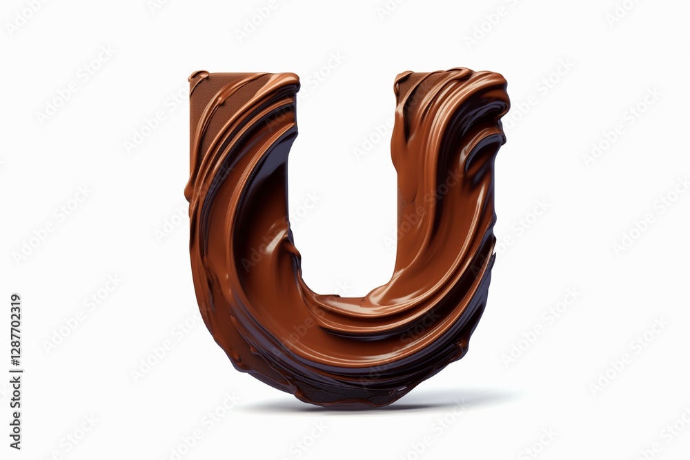 Fototapete letter u designed with flowing cocoa texture isolated on white background