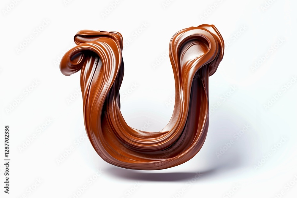 Fototapete letter u designed with flowing cocoa texture isolated on white background