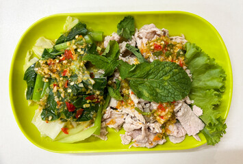 Pork with lime, pork salad, lime salad, salad, food, Thai food, delicious food, photos, real photos, real food, 4 factors, ASEAN food, Asia, Thailand, food in Thailand, international food, world-class