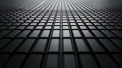 Obraz premium Clean and symmetrical roof covered with weather-resistant polymeric tiles, designed for longevity. Copy space for advertisements.