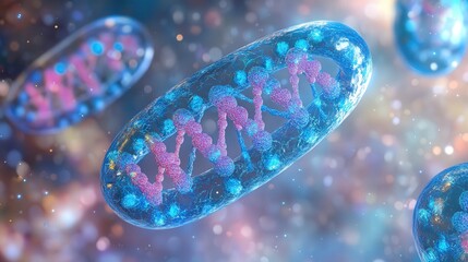 molecular model showing the genetic material inside the mitochondria, focusing on how mitochondrial DNA differs from nuclear DNA