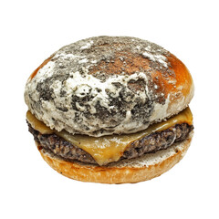 Spoiled rotten burger isolate on transparent background