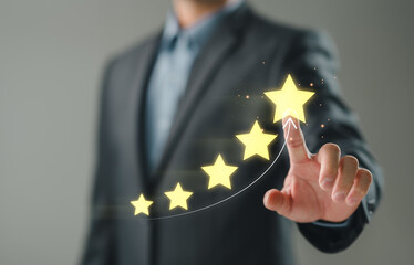 Customer review satisfaction feedback survey concept. User give rating to service experience on...