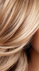 Fototapeta premium A close up of a woman's hair with blonde highlights