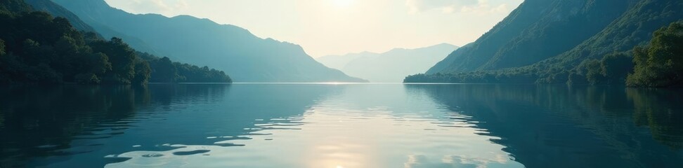 Obraz premium Riflesso di luce su acqua stilla nel lago a Cerreto Laghi, water, calm
