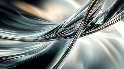 Abstract Metallic Spiral Background with Shiny Gray and Gold Textures
